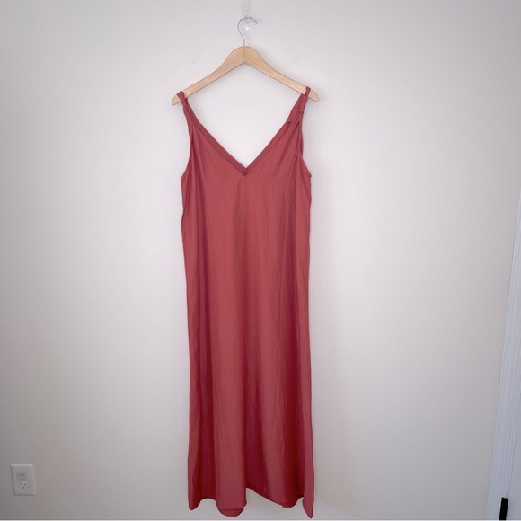 BA&SH Polly Twist Shoulder Satin Maxi Dress linen blend vacation summertime - Picture 9 of 13